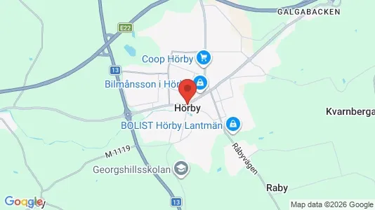 Industrilokaler att hyra i Hörby - kort over placeringen