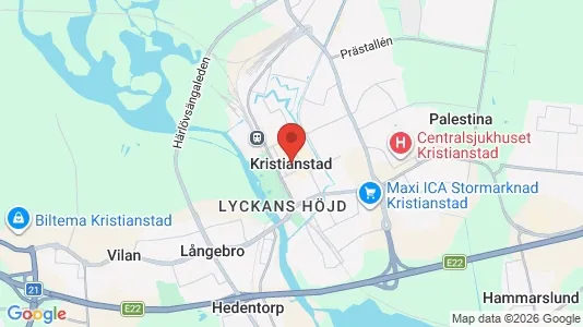 Industrilokaler att hyra i Kristianstad - kort over placeringen