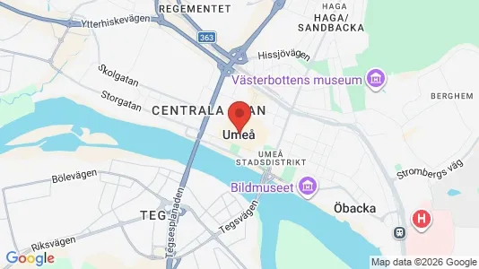 Industrilokaler att hyra i Umeå - kort over placeringen