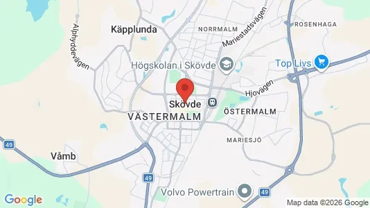 Butikslokaler att hyra i Skövde - kort over placeringen