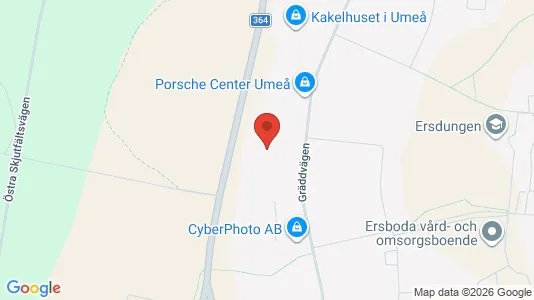 Industrilokaler att hyra i Umeå - kort over placeringen