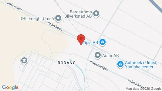 Industrilokaler att hyra i Umeå - kort over placeringen