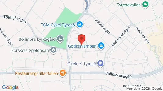 Industrilokaler att hyra i Tyresö - kort over placeringen