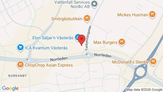 Industrilokaler att hyra i Västerås - kort over placeringen