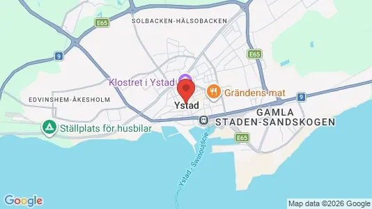 Industrilokaler att hyra i Ystad - kort over placeringen