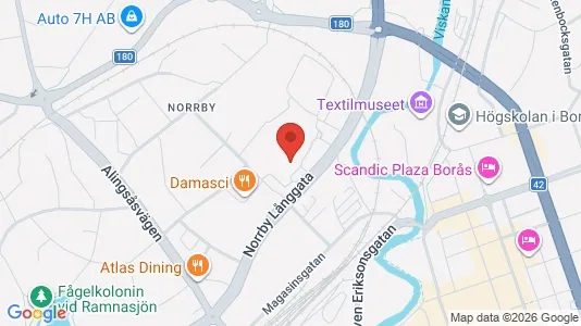 Industrilokaler att hyra i Borås - kort over placeringen
