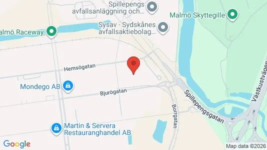 Industrilokaler att hyra i Malmö Centrum - kort over placeringen