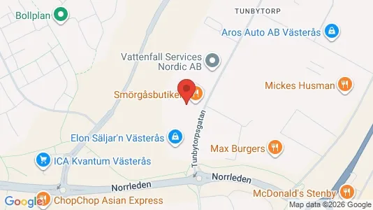 Industrilokaler att hyra i Västerås - kort over placeringen