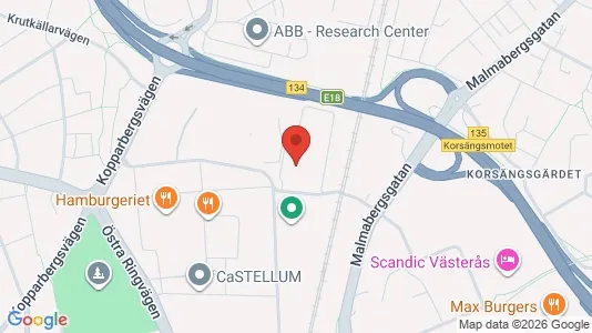 Industrilokaler att hyra i Västerås - kort over placeringen