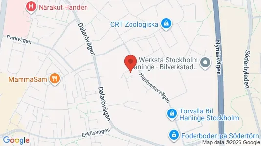 Industrilokaler att hyra i Haninge - kort over placeringen