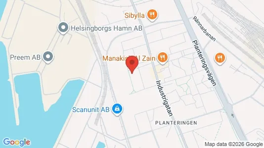 Industrilokaler att hyra i Helsingborg - kort over placeringen