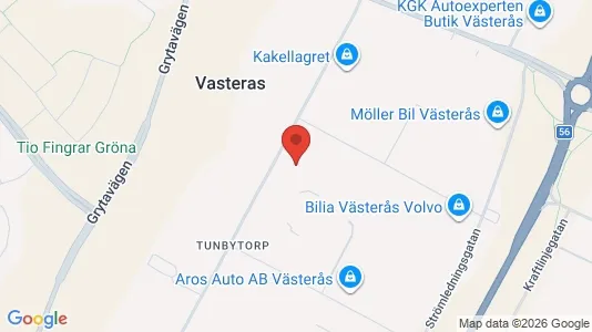 Industrilokaler att hyra i Västerås - kort over placeringen