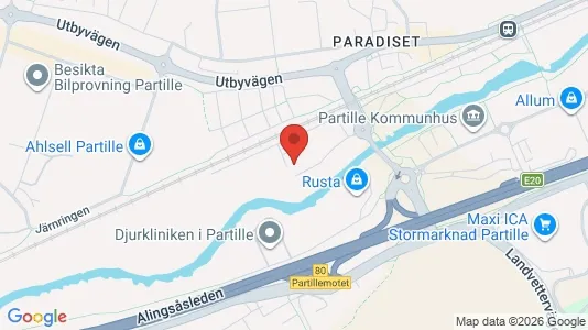 Industrilokaler att hyra i Partille - kort over placeringen