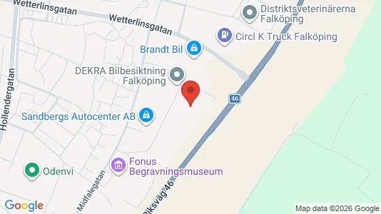 Industrilokaler att hyra i Falköping - kort over placeringen