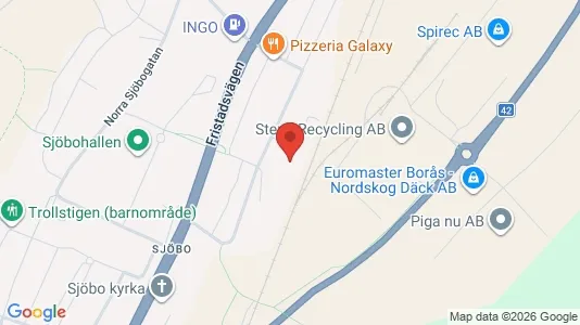 Industrilokaler att hyra i Borås - kort over placeringen