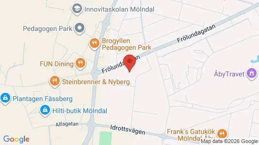 Industrilokaler att hyra i Mölndal - kort over placeringen